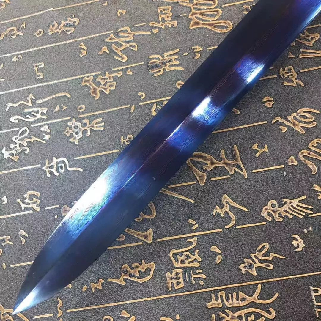 Chinese traditional sword,Damascus steel blue blade,Ebony,Copper - Chinese sword shop