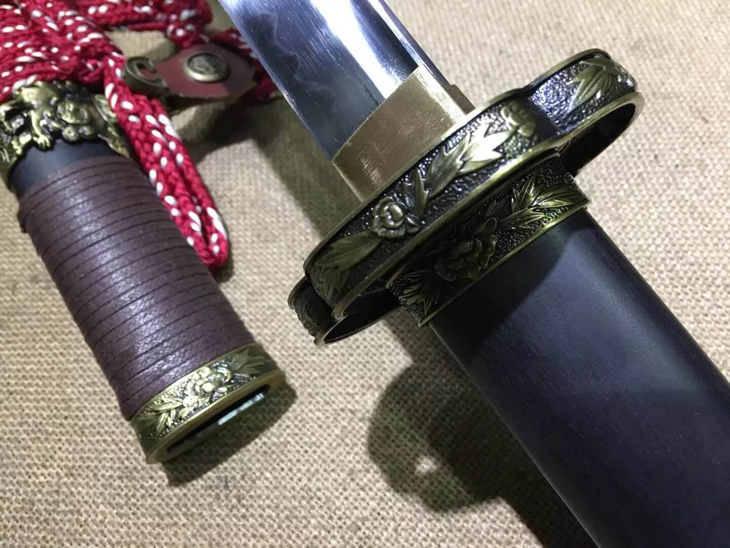 Nihontou,tachi sword(High carbon steel blade,Black wood,Alloy)Full tang - Chinese sword shop