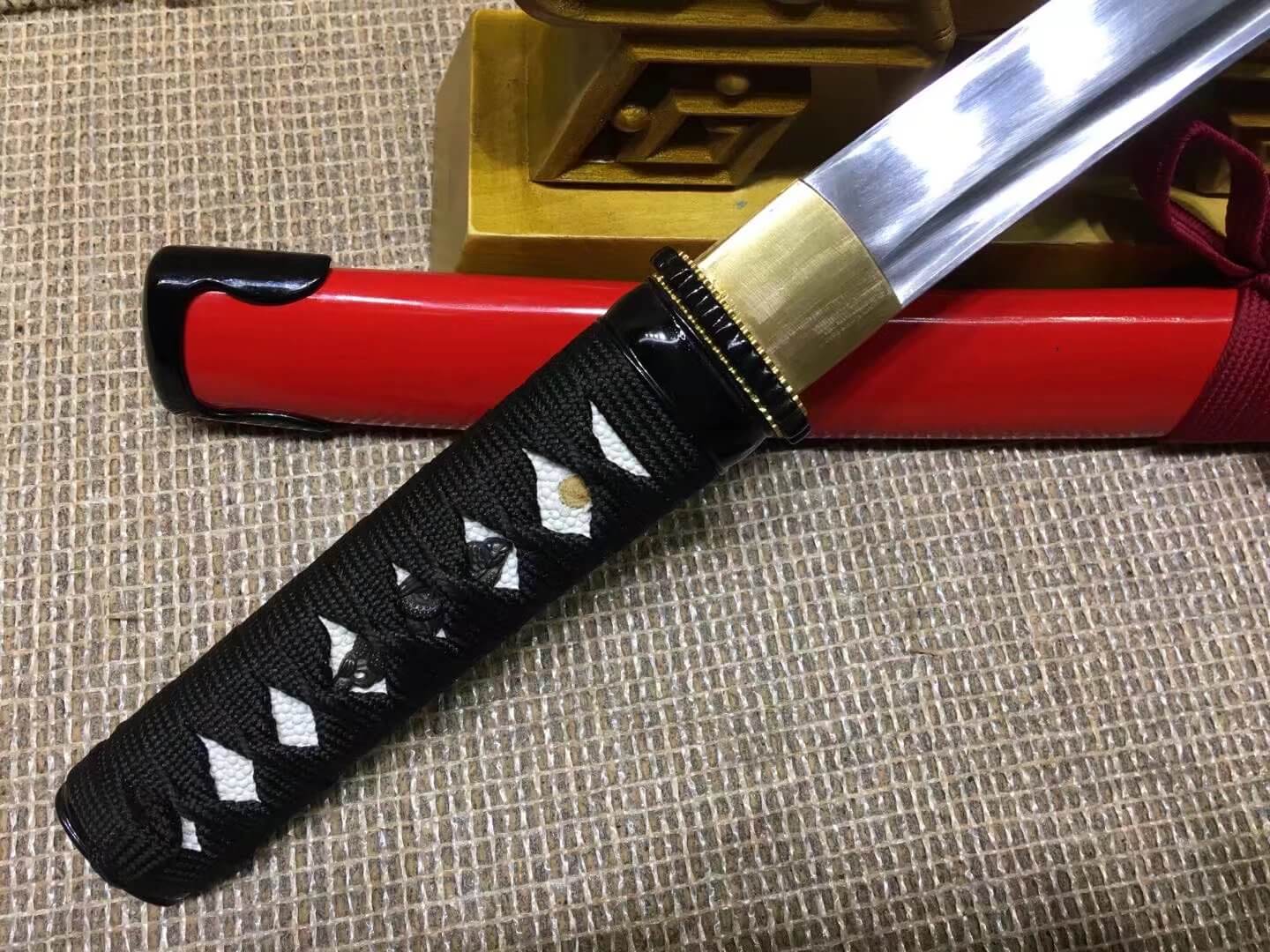 Wakizashi(High manganese steel,Red scabbard,Alloy fitted)Length 21" - Chinese sword shop