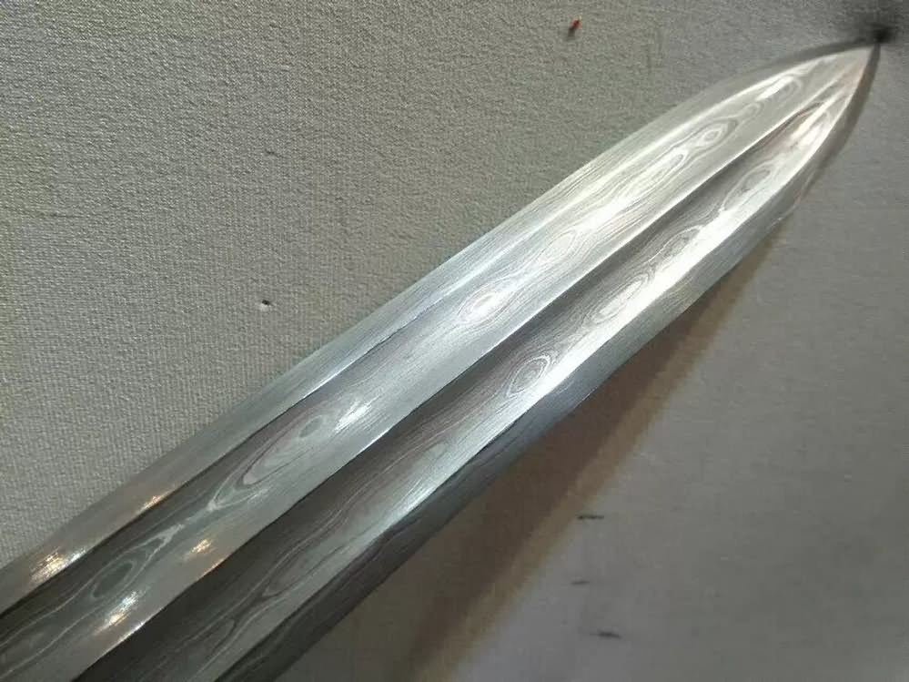 Hyakuhisa sword(Damascus steel bade,Black scabbard,Brass fittings)Length 29" - Chinese sword shop