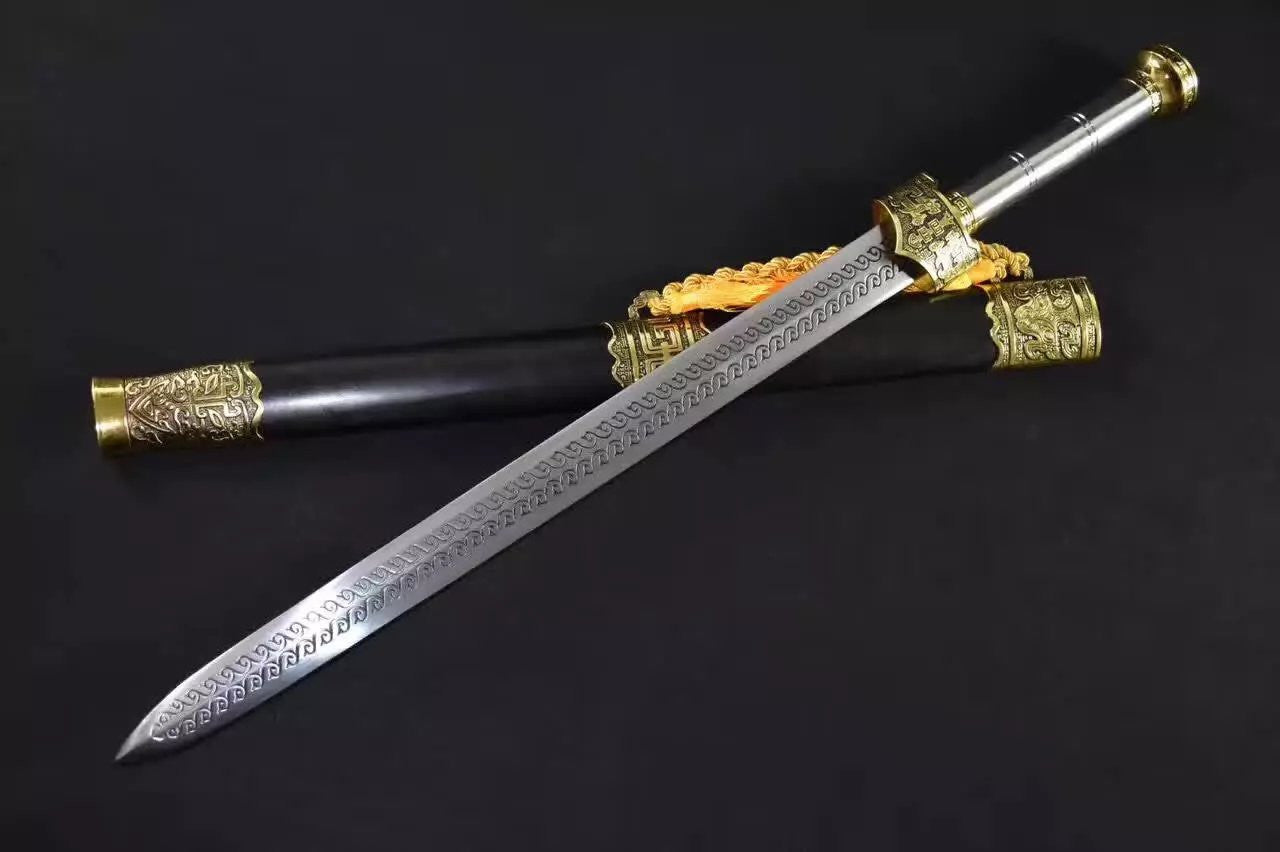 Yue wang sword,High manganese steel blade,Black wood scabbard,Alloy fitting,Length 33 inch - Chinese sword shop