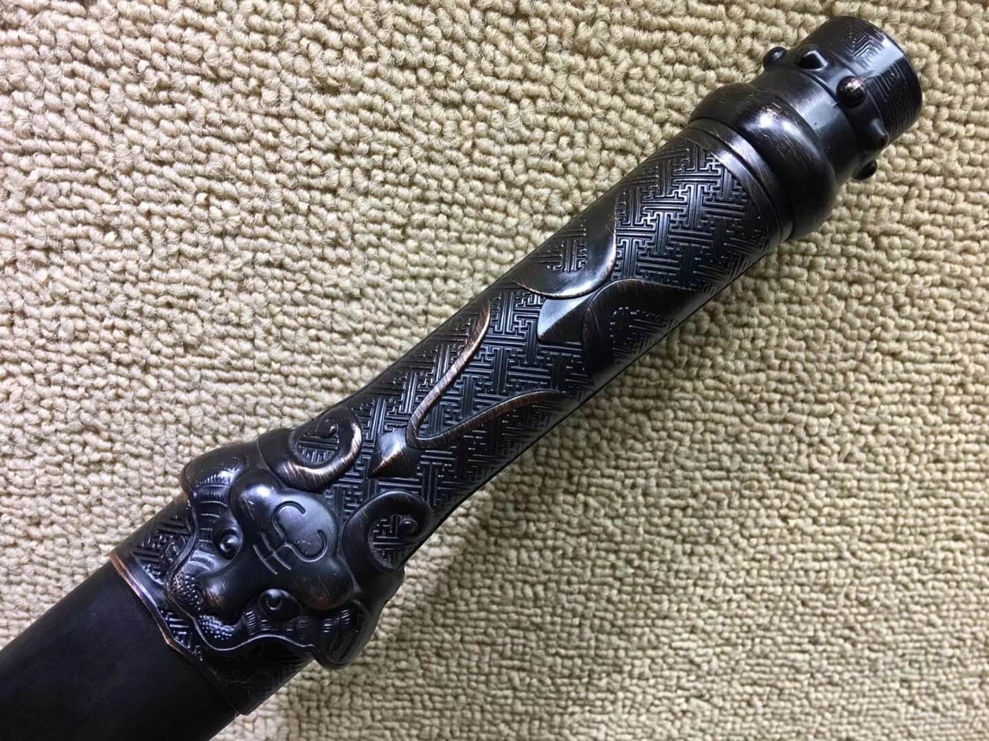 lion sword,High carbon steel blue blade,Black scabbard,Alloy fitting - Chinese sword shop