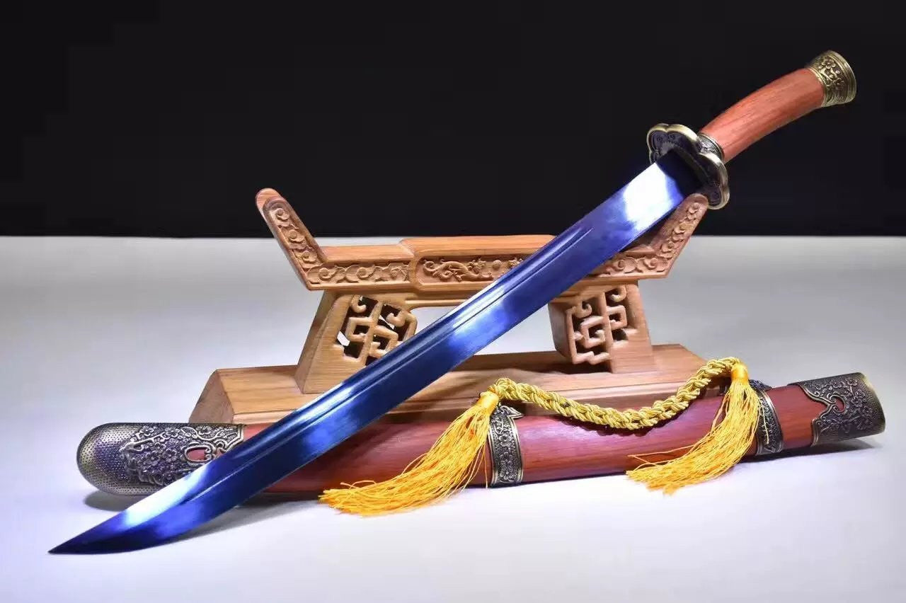 Broadsword,High carbon steel blue blade,Redwood,Alloy fittings - Chinese sword shop