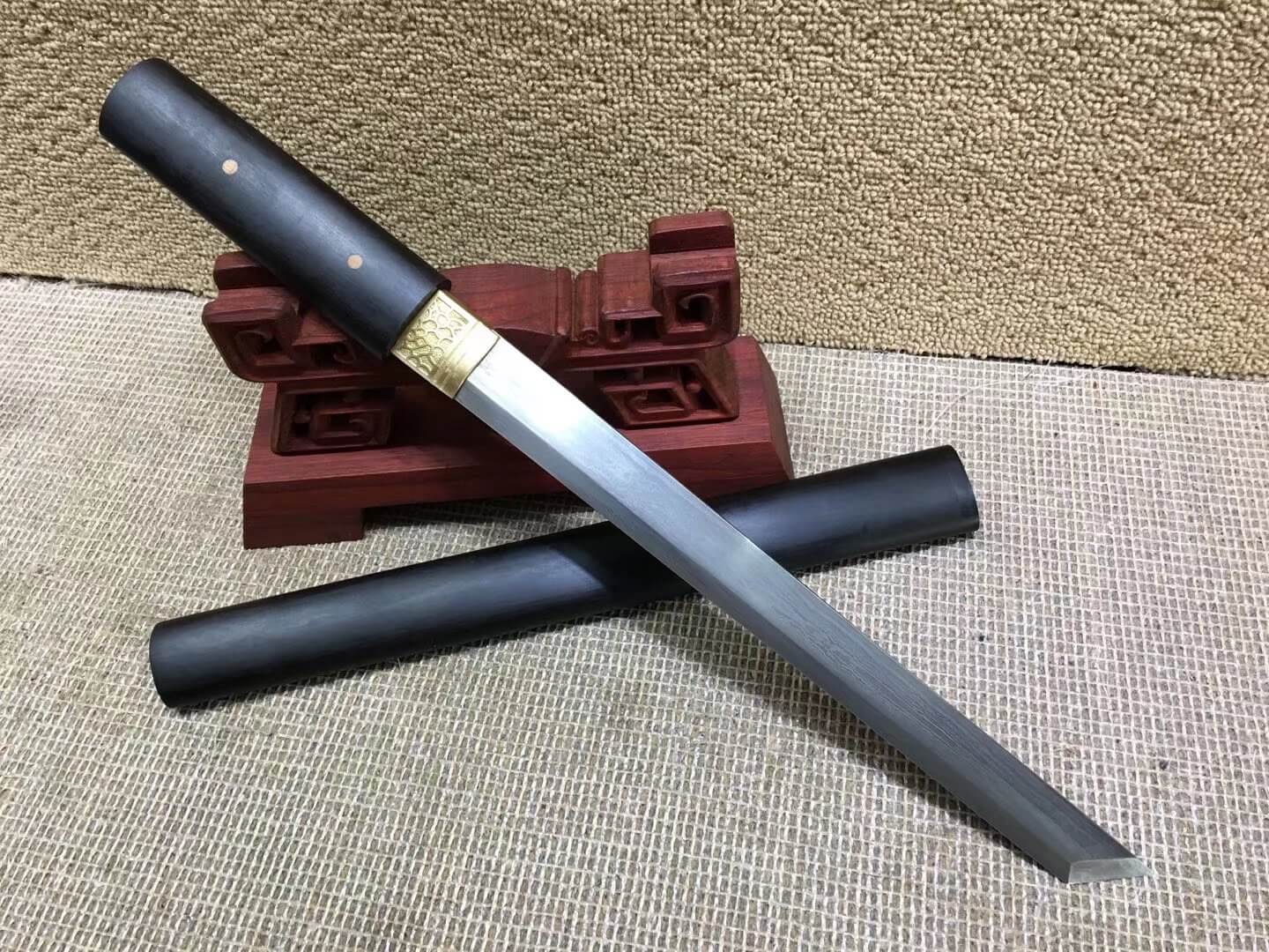 Dagger(Folded steel bade,Ebony scabbard,Brass fittings)Length 20" - Chinese sword shop