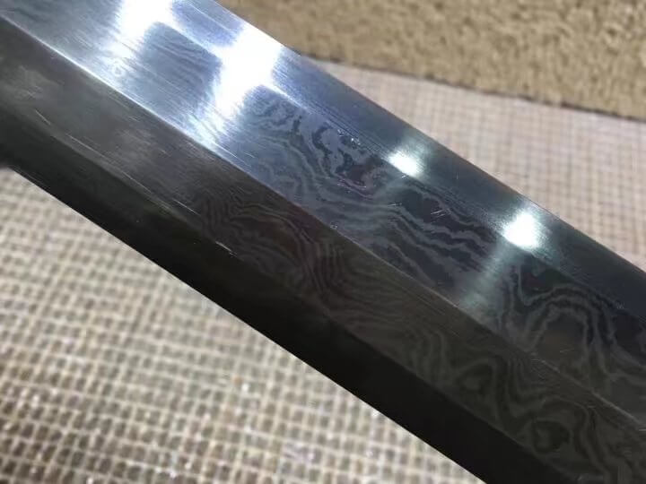 Han sword(Damascus steel octahedral bade,Black wood,Brass fittings)Length 41" - Chinese sword shop