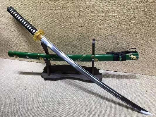Samurai sword,Medium carbon steel,Green scabbard,Alloy fitted,Length 39 inch - Chinese sword shop