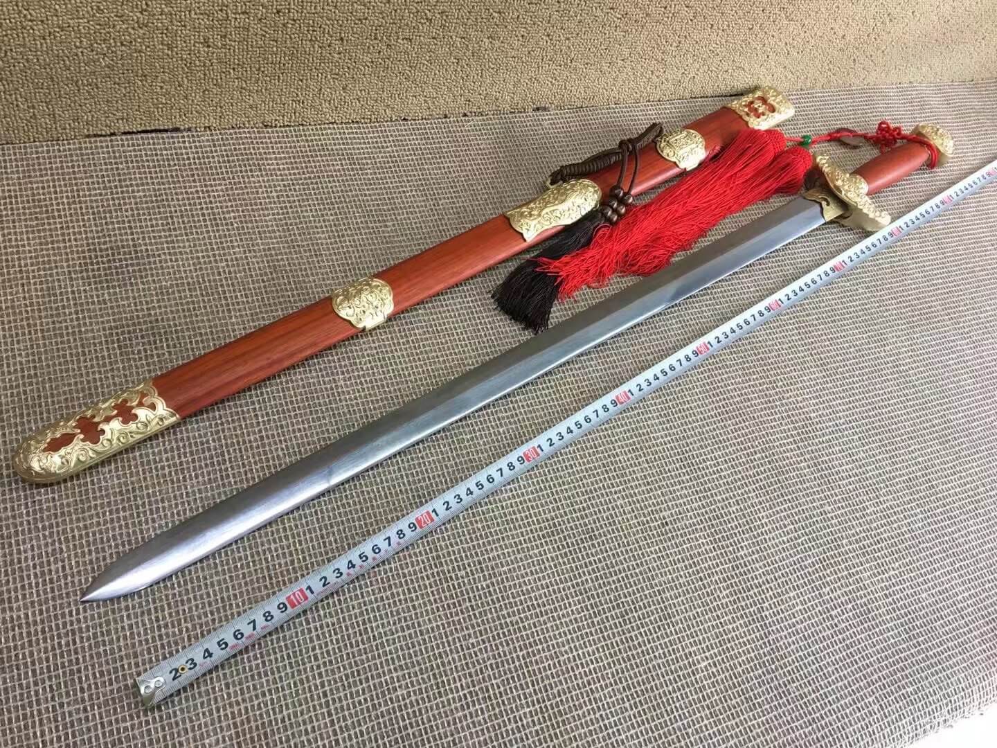 Qianlong sword,Pattern steel blade,Red scabbard,Brass fittings - Chinese sword shop