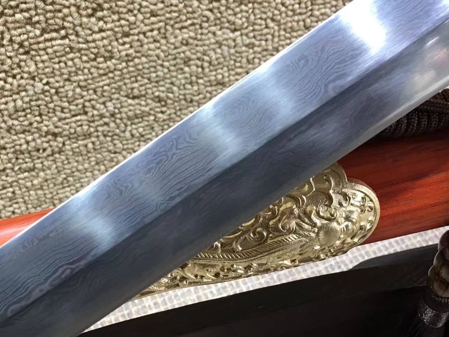 Qianlong sword,Pattern steel blade,Red scabbard,Brass fittings - Chinese sword shop