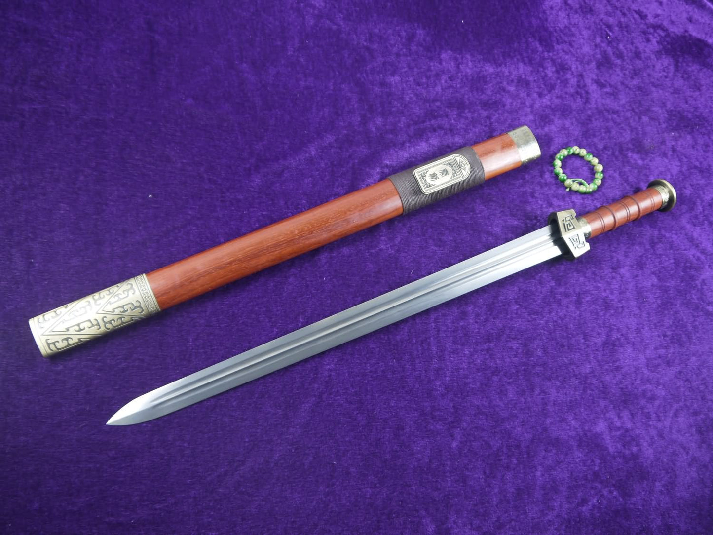 Qin sword,Folding steel blade,Redwood scabbard,Alloy fitting,Length 30 inch - Chinese sword shop