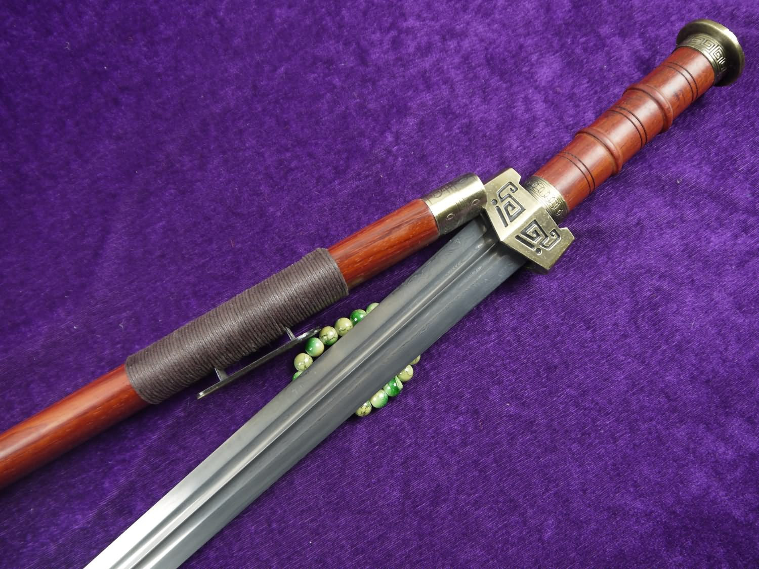 Qin sword,Folding steel blade,Redwood scabbard,Alloy fitting,Length 30 inch - Chinese sword shop