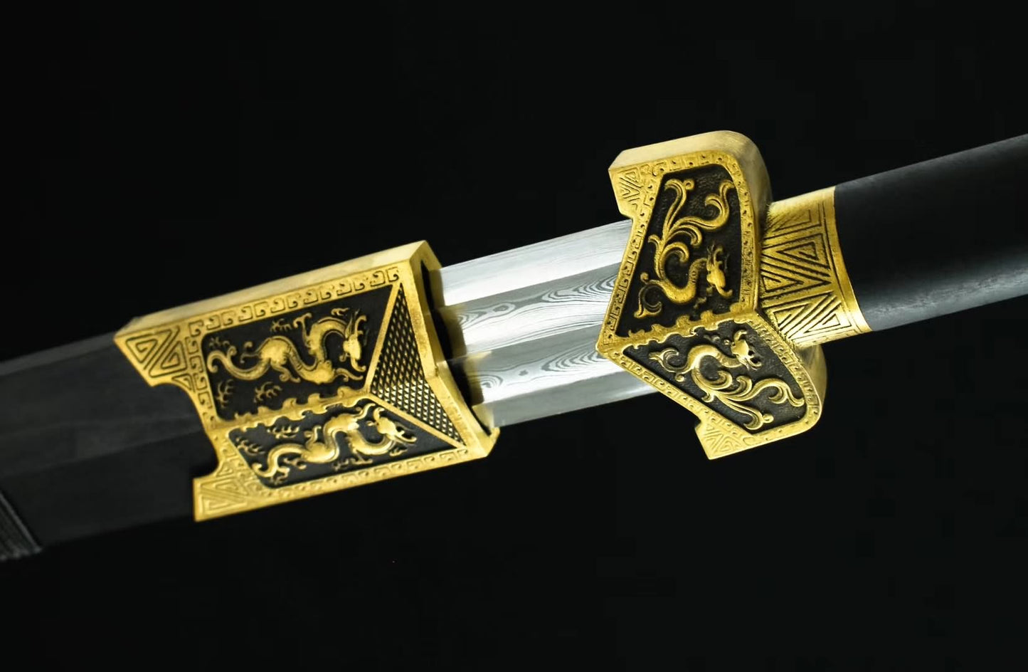Hanwu jian,Hand forged Damascus steel blade,Brass,Ebony,Full tang - Chinese sword shop