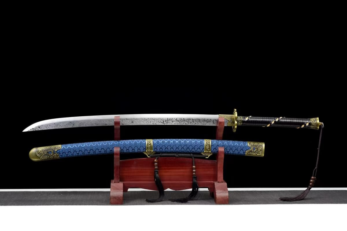 Qin Dao Sword Real(Forged High Carbon Steel Blades,Blue Scabbard) Battle Ready,Chinese Sword