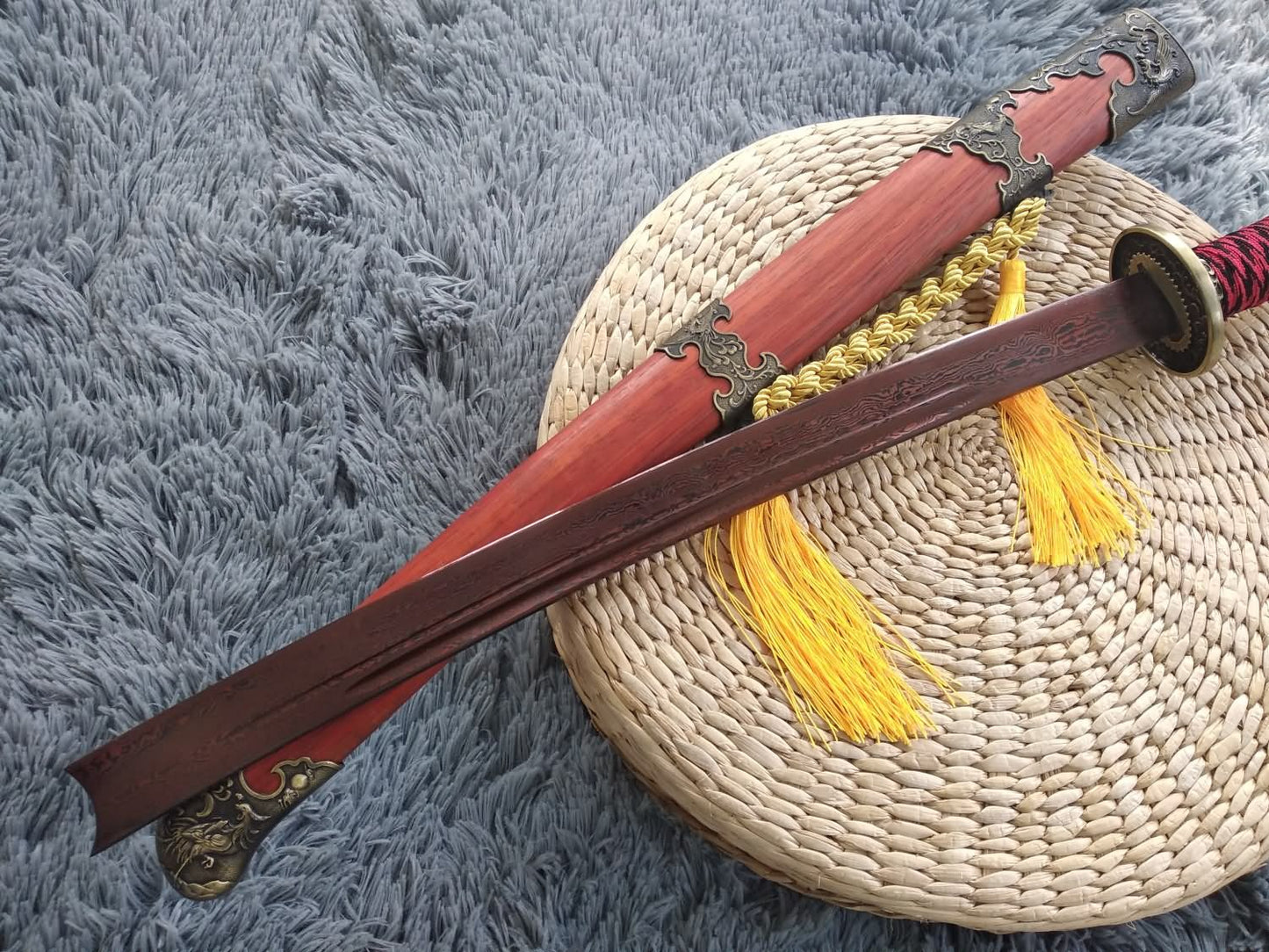 Broadsword,Handmade Damascus steel blade,Redwood - Chinese sword shop