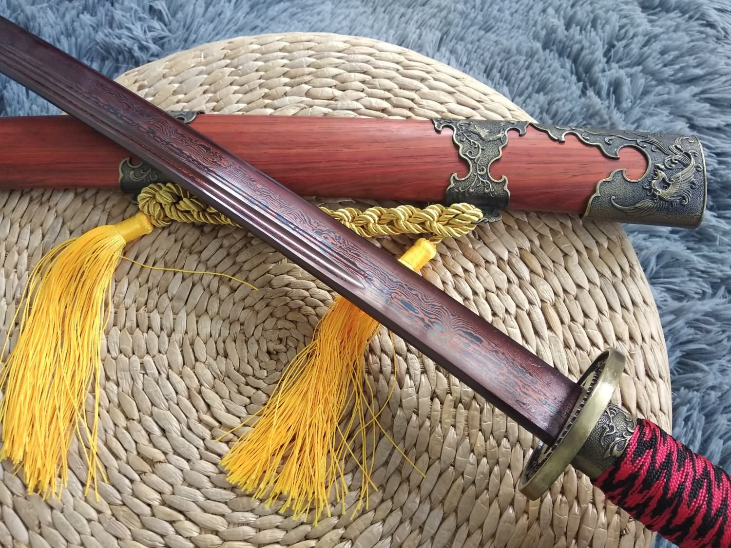 Broadsword,Handmade Damascus steel blade,Redwood - Chinese sword shop