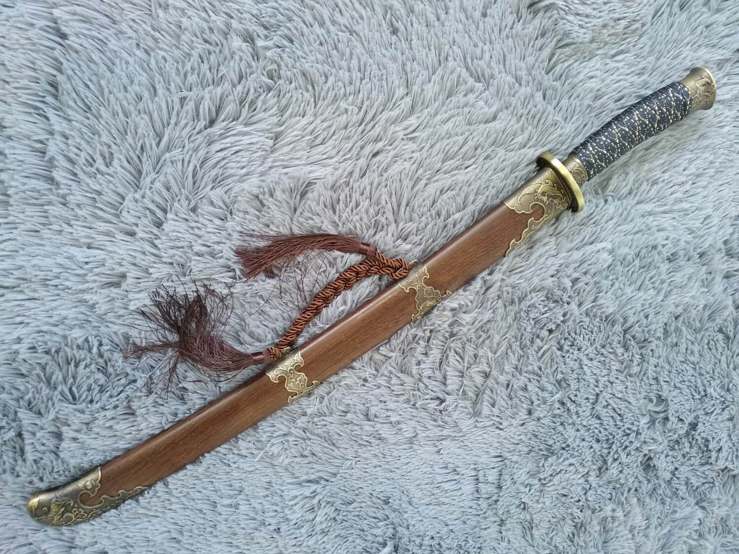 Qing sword,Hand Forged Damascus steel blade,Rosewood,Alloy - Chinese sword shop