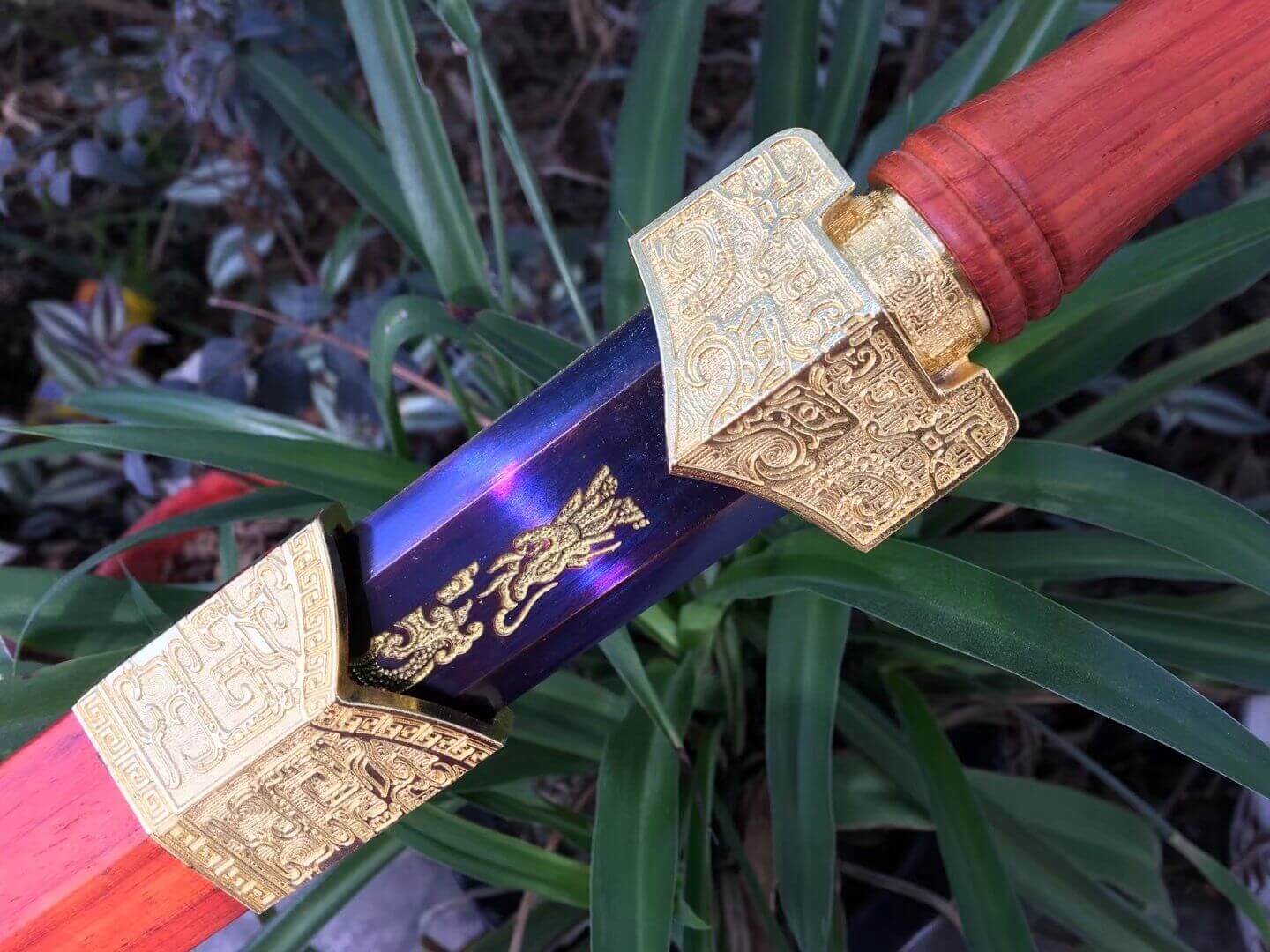 Qin sword,High carbon steel blue blade,Redwood scabbard,Alloy fittings - Chinese sword shop