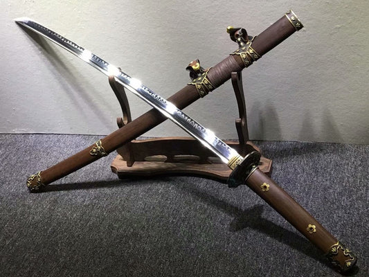 Nihontou Tachi,katana,High carbon steel burn blade,Rosewood,Brass tosogu - Chinese sword shop