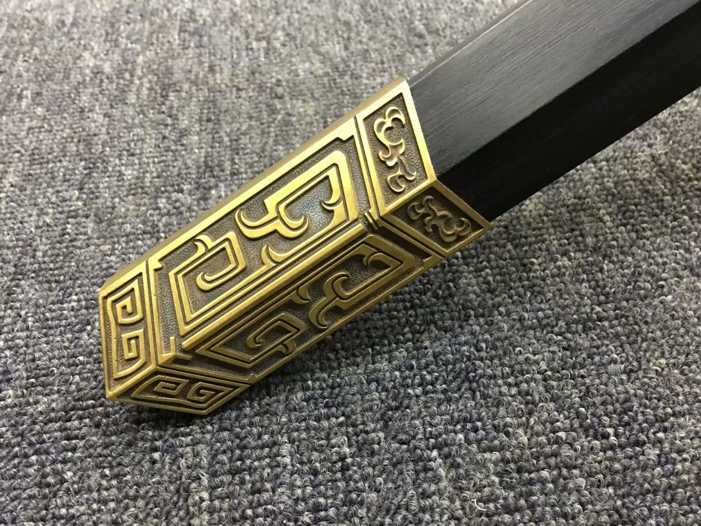 Ruyi sword,Hand forged,Damascus steel red blade,Brass,Ebony - Chinese sword shop