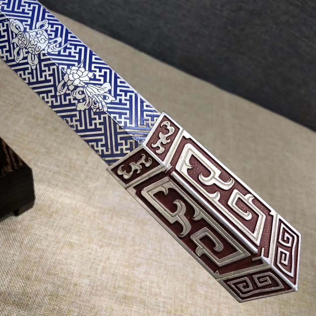 Ruyi jian sword,Damascus steel blade,Brass scabbard fittings - Chinese sword shop