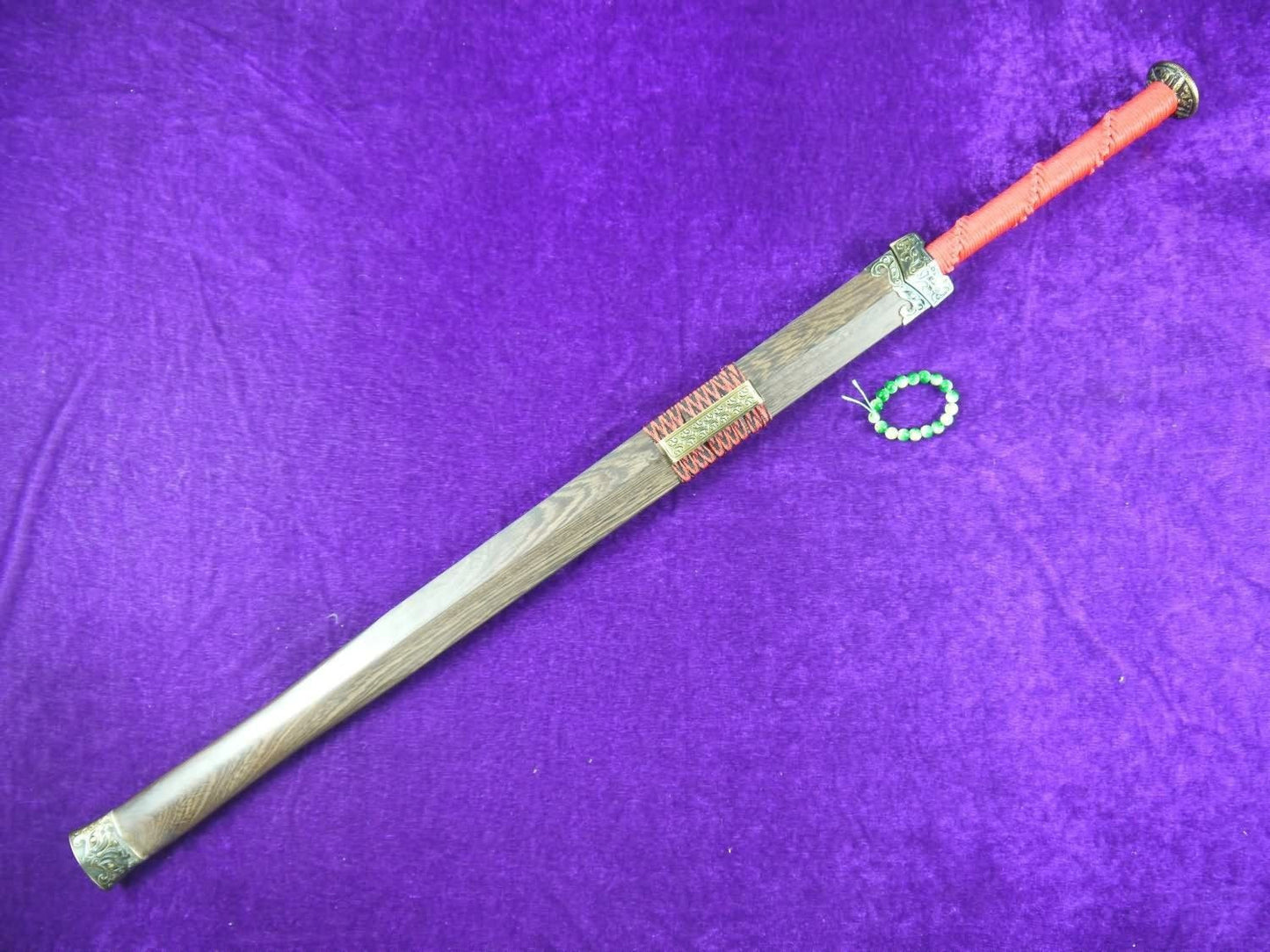 Han jian/Damascus steel handmade blade,Rosewood/Red handle - Chinese sword shop