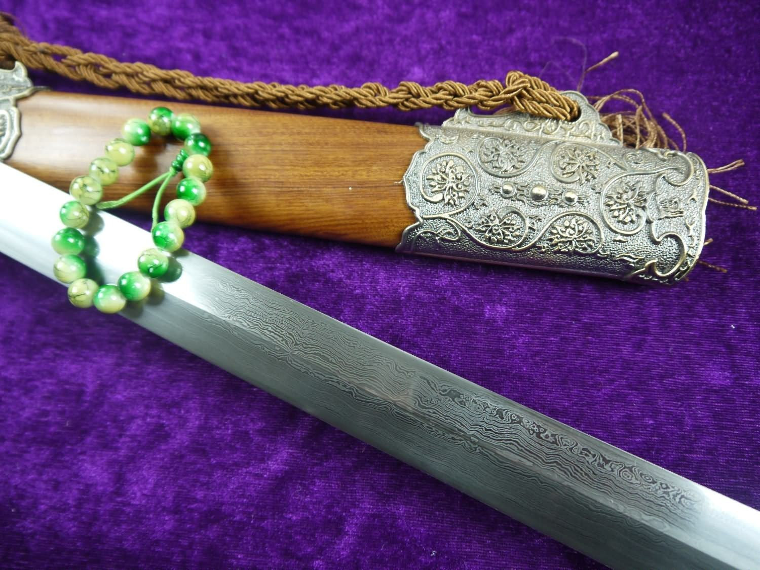 Tang war sword/Damascus steel blade/Alloy/MAHOGANY scabbard/Length 40" - Chinese sword shop