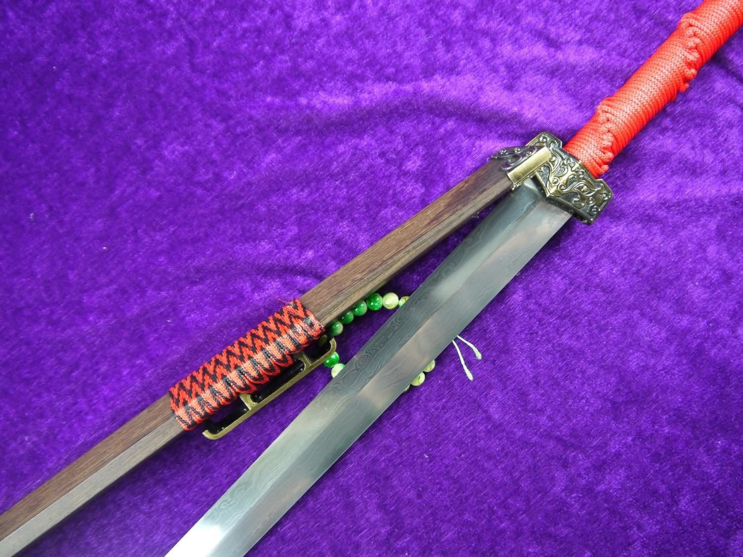 Han jian/Damascus steel handmade blade,Rosewood/Red handle - Chinese sword shop