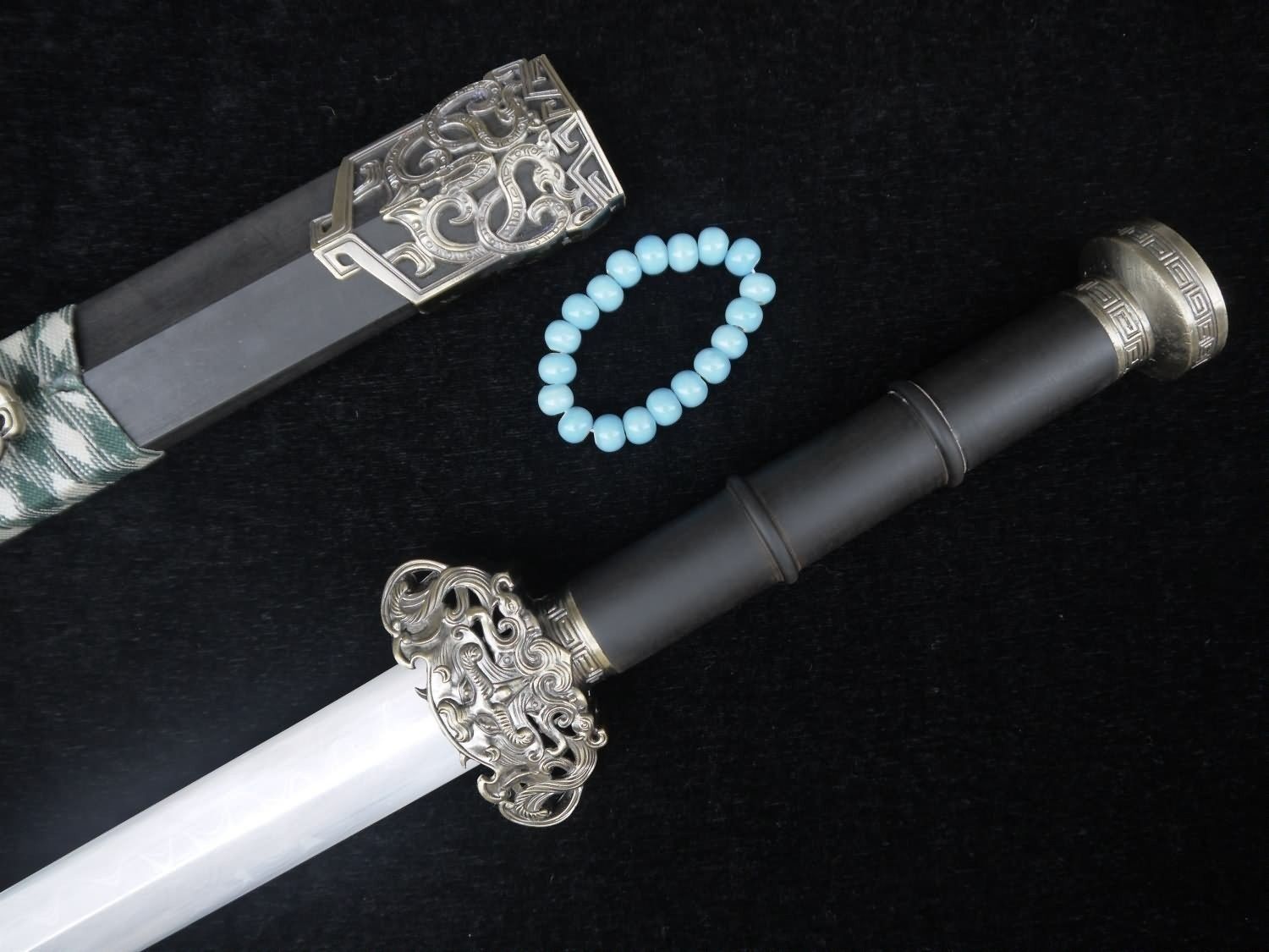 New han sword/Damascus steel/Black wood Scabbard/Alloy fitted – Chinese ...