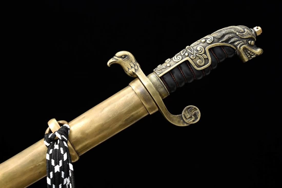 Saber,Forged damascus steel,Brass scabbard - Chinese sword shop
