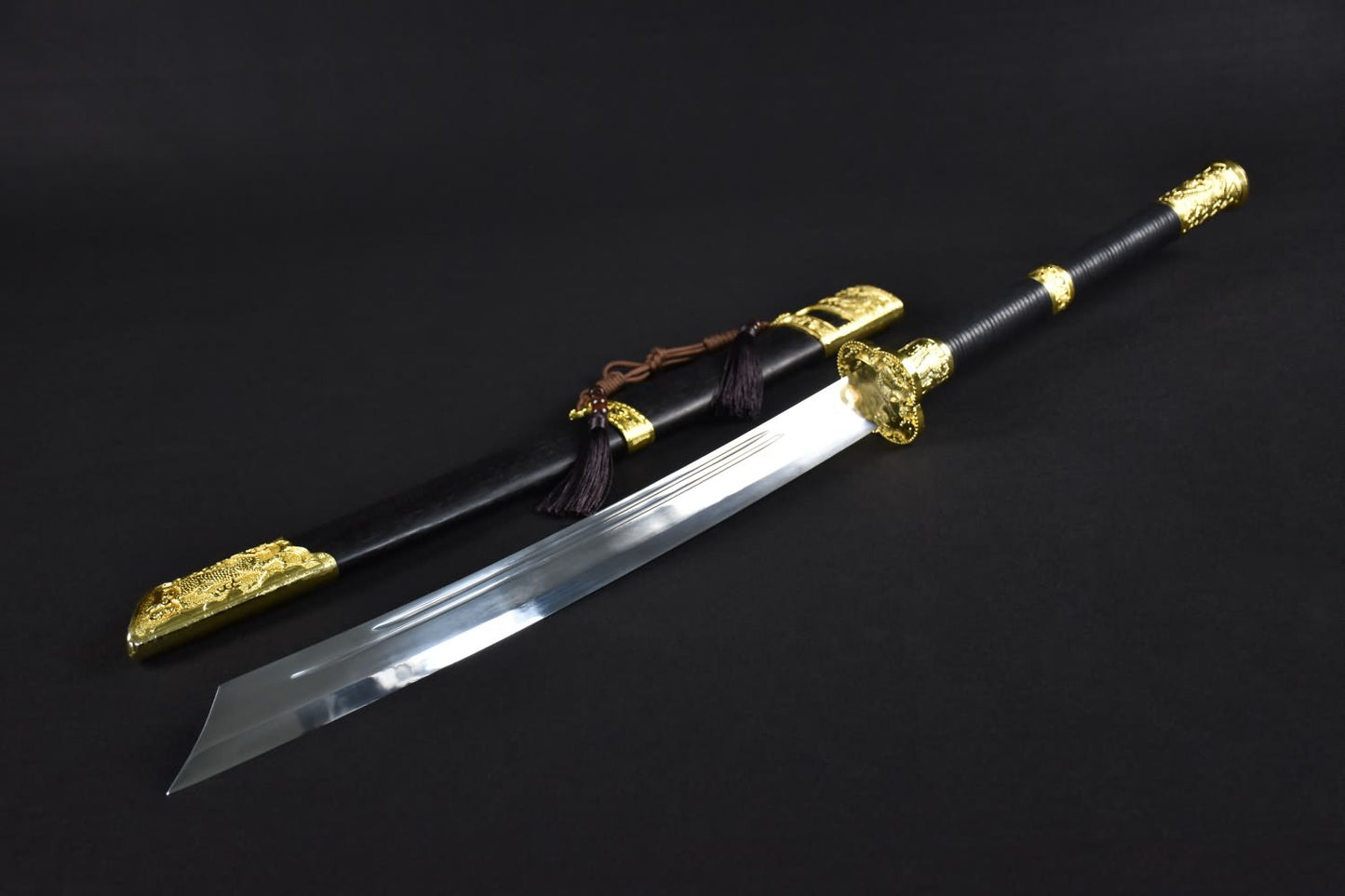 Broadsword dao,High carbon steel blade,Black wood,Alloy - Chinese sword shop
