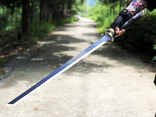 Long Dao saber,Hihg carbon steel blade,Leather scabbard