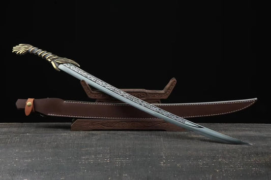 Saber,Forged Stainless steel blade,Brass handle,Leather scabbard