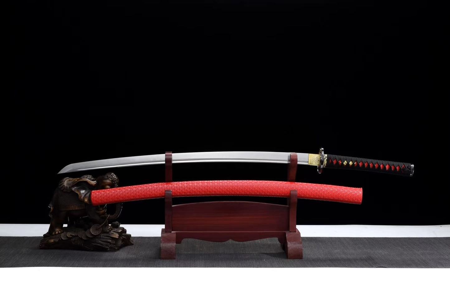 Red samurai sword,High carbon steel blade,Leather scabbard - Chinese sword shop