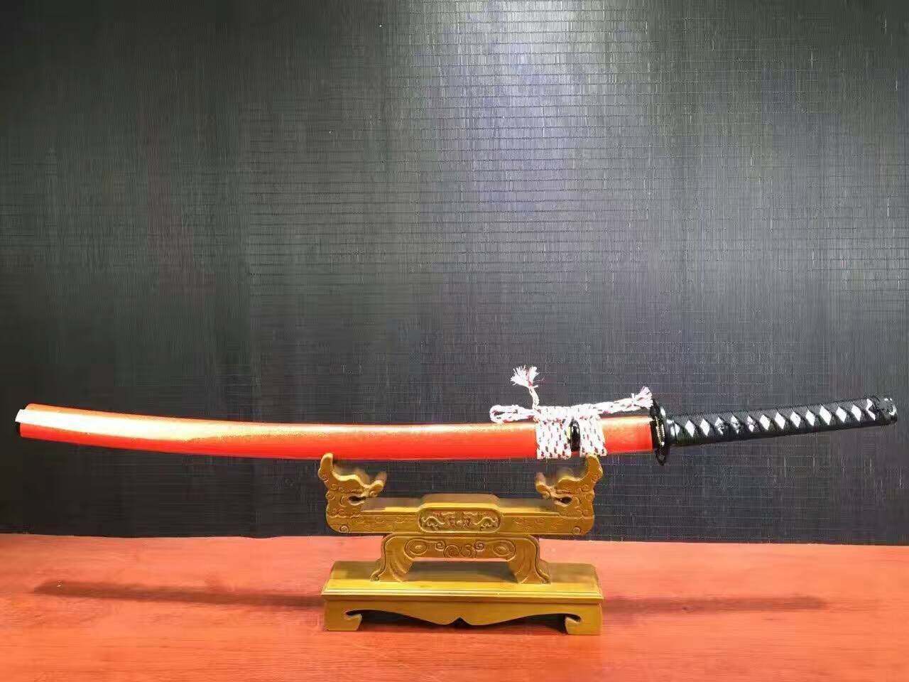 katana/High carbon steel burn blade/Red Scabbard/Alloy Tosogu - Chinese sword shop