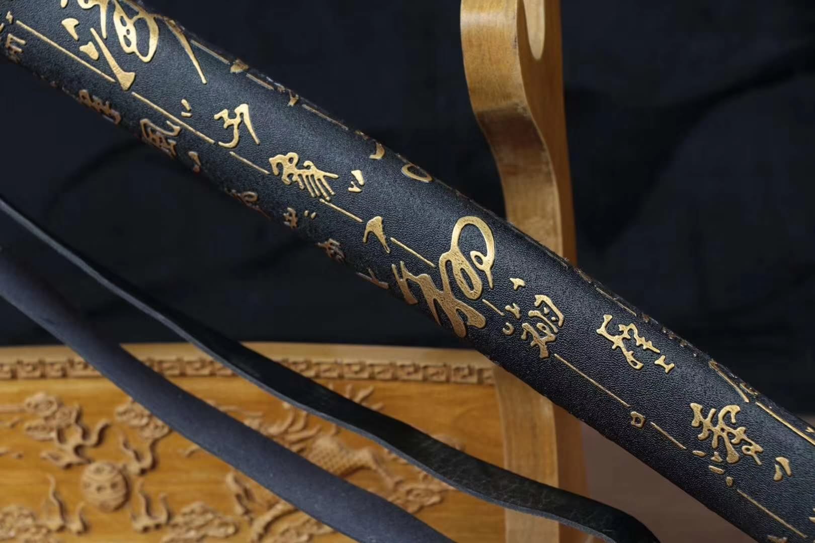 Nihontou katana,High carbon steel burn blade,Leather scabbard - Chinese sword shop