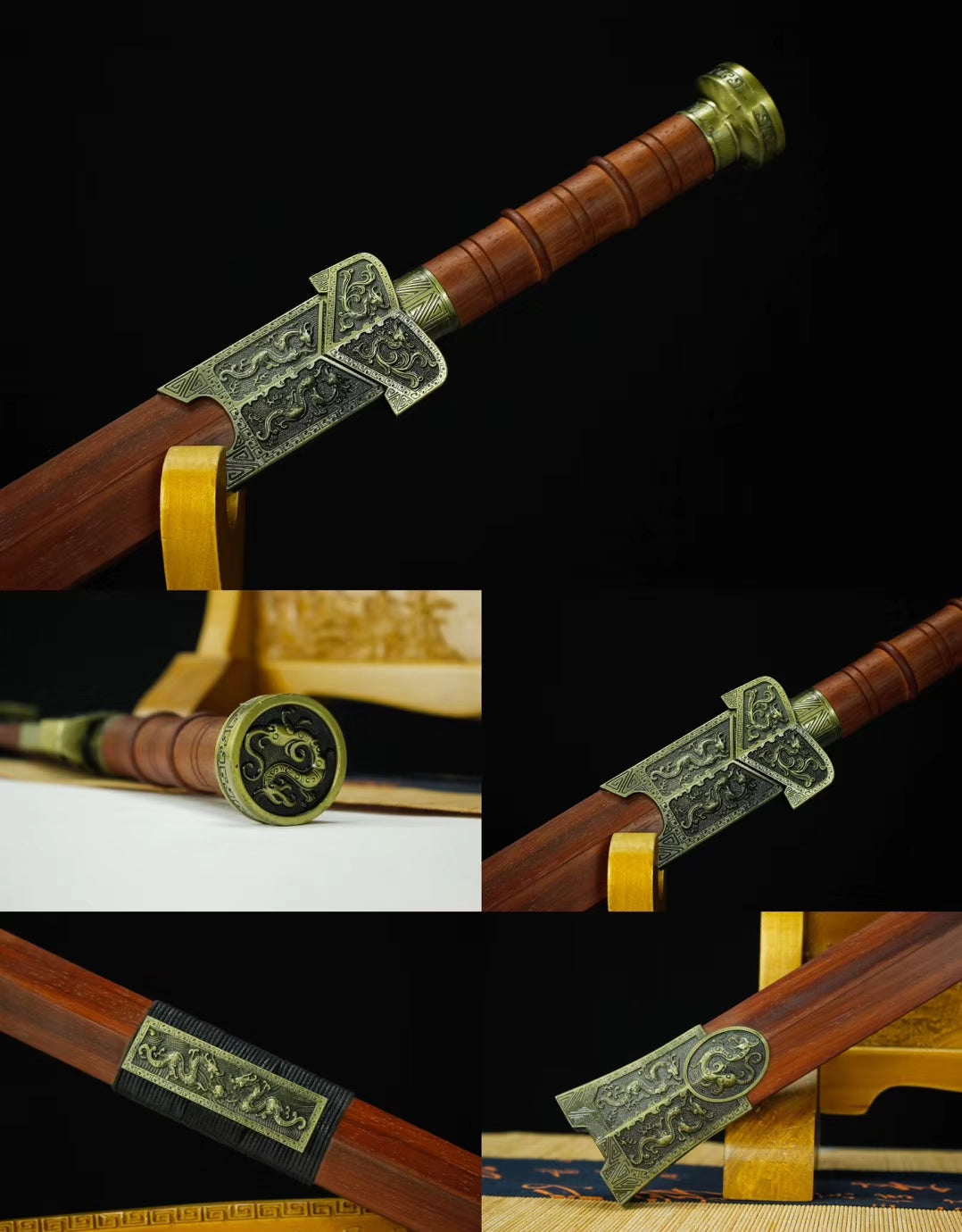 Han sword,High carbon steel blade,Redwood scabbard,Alloy - Chinese sword shop