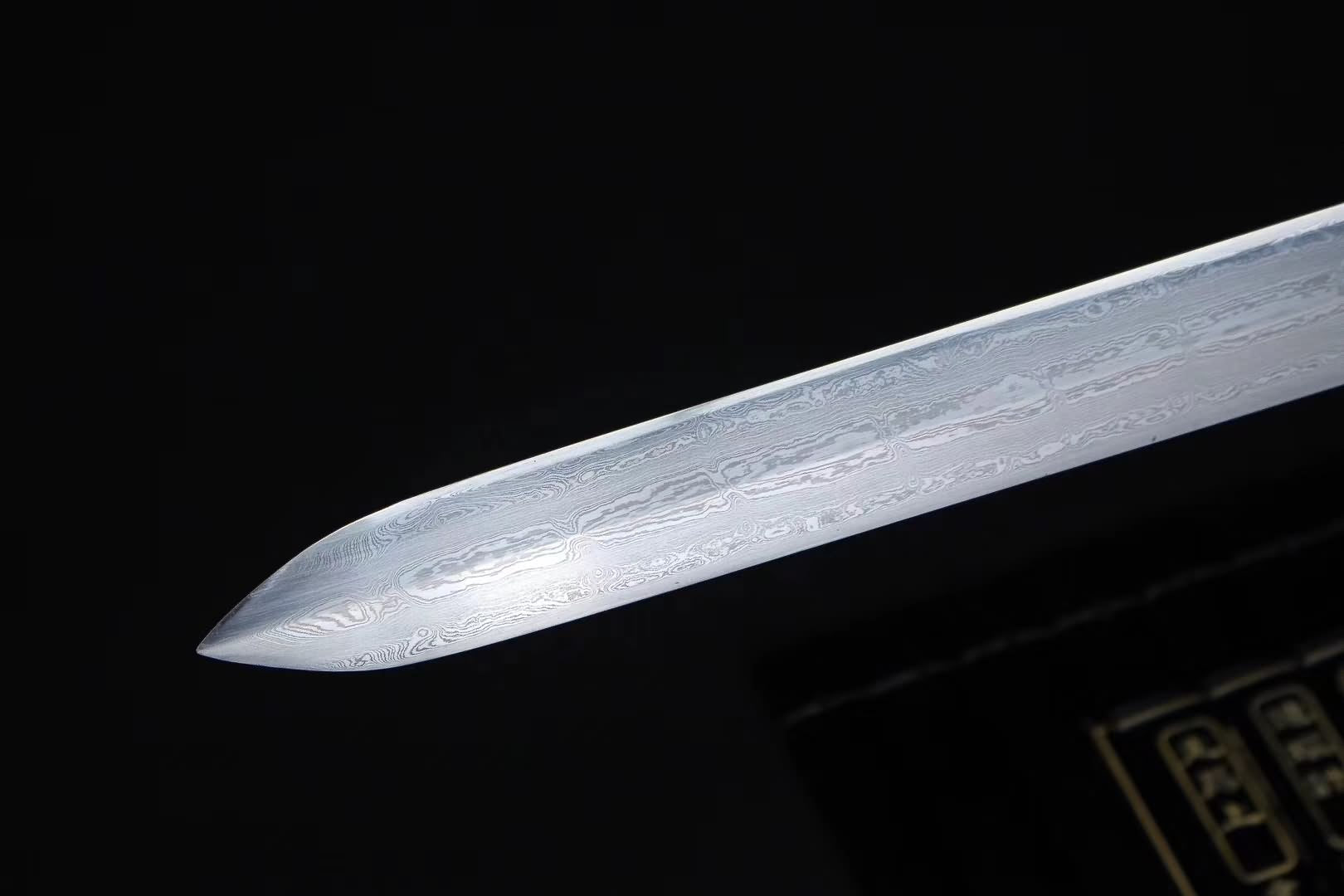 Pine crane jian sword,Damascus steel blade,Black wood,Alloy - Chinese sword shop