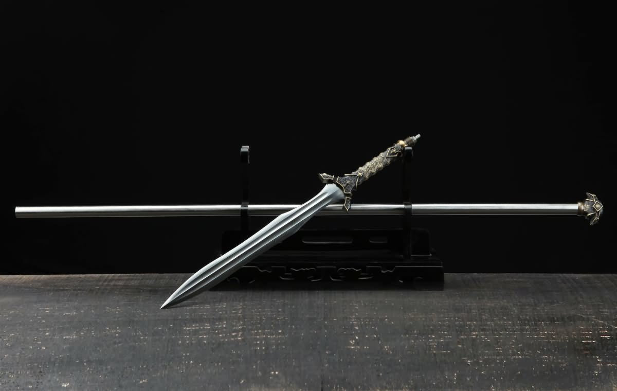 Chinese Traditional Spear(Forged Damascus Steel Spearhead) Full Tang,Chinese Sword