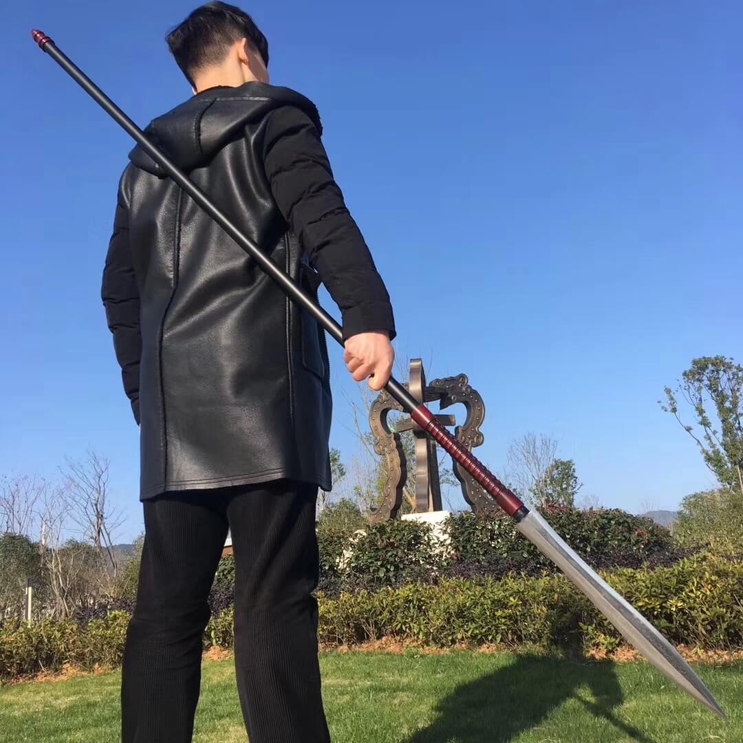 Tongtian spear(Folded steel Spearhead,stainless steel rod)Length 76" - Chinese sword shop
