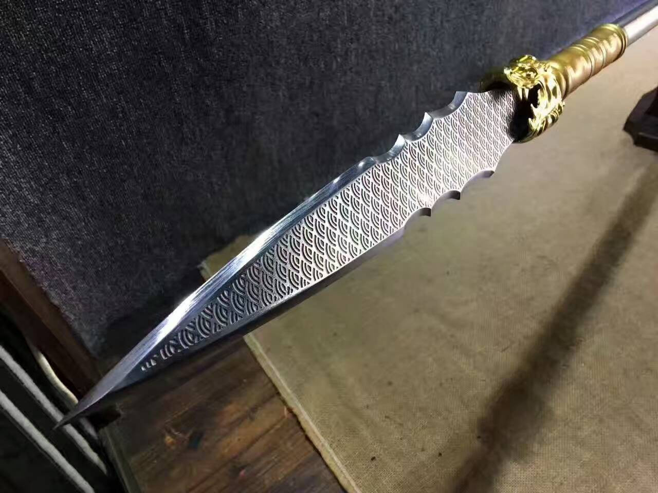 Chinese lance,Overlord Spear,High manganese steel Spearhead,Stainless steel rod - Chinese sword shop