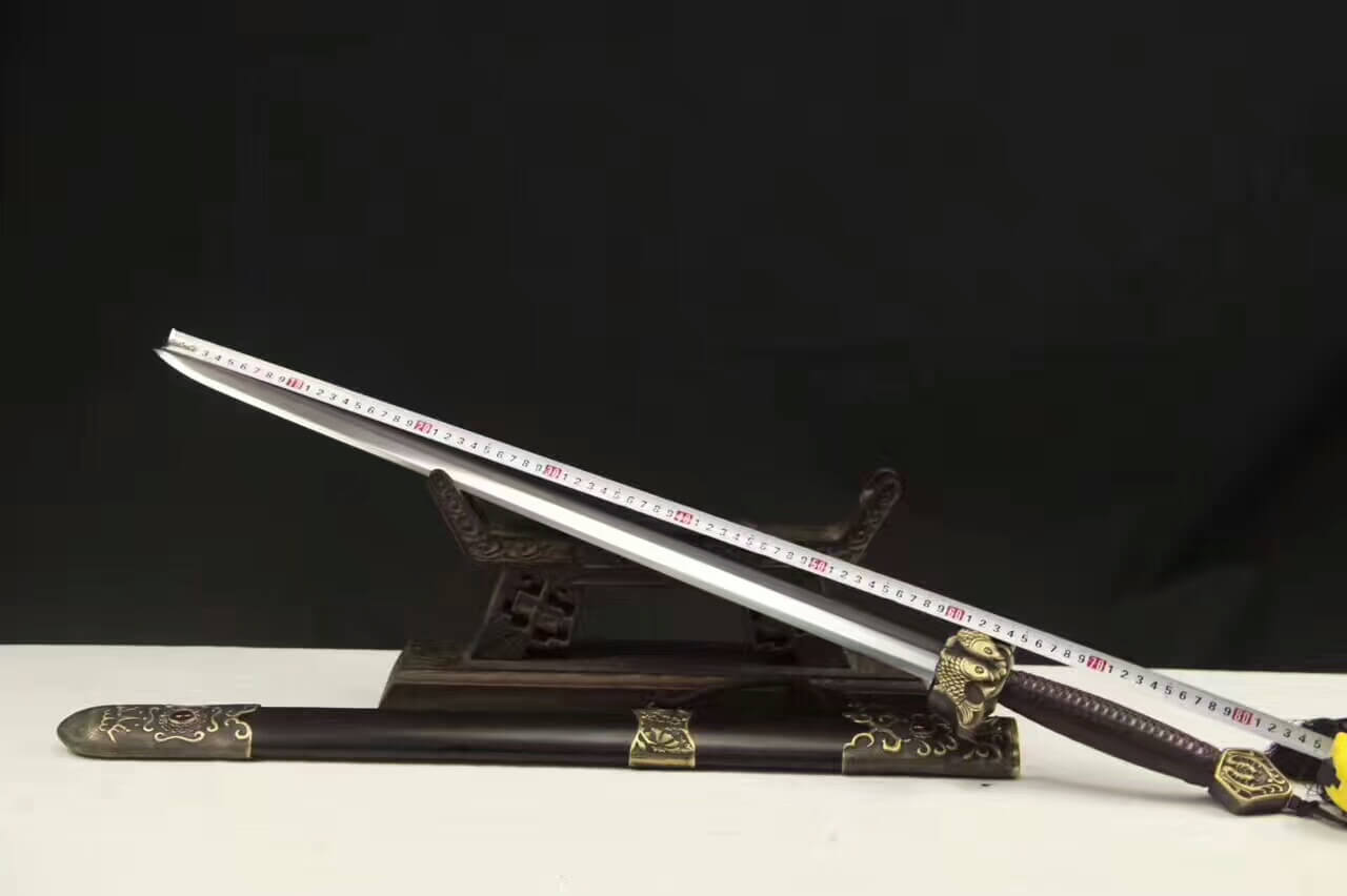 Pisces sword,Damascus steel blade,Ebony scabbard,Brass fittings - Chinese sword shop
