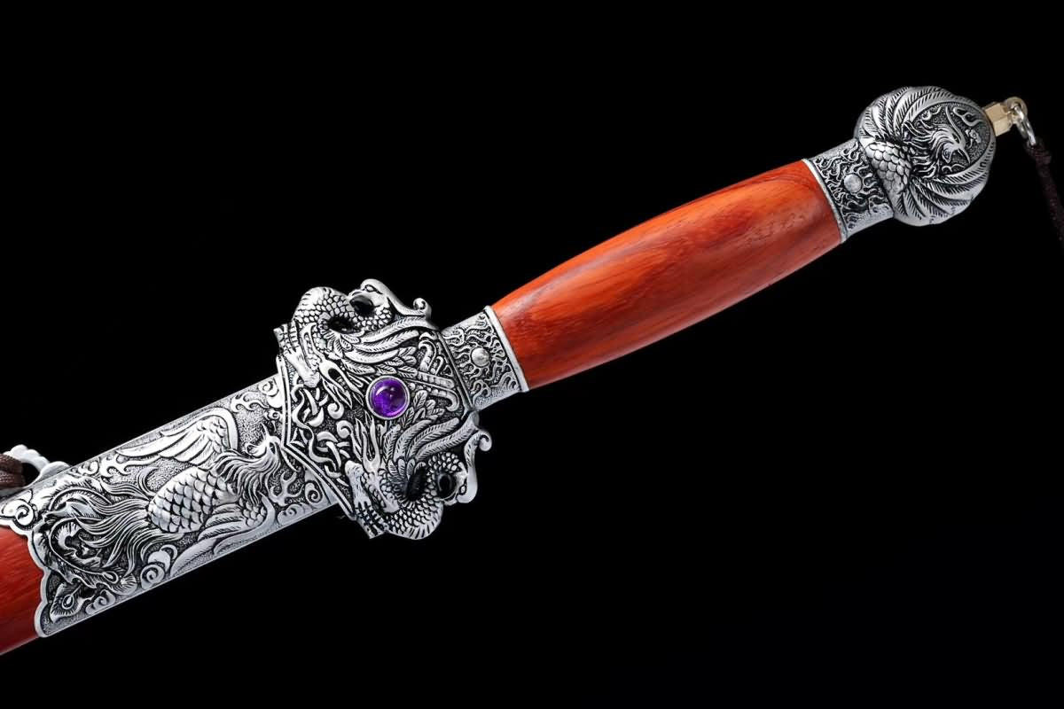 Dragon Phoenix sword,Forged high carbon steel blade,Redwood scabbard - Chinese sword shop