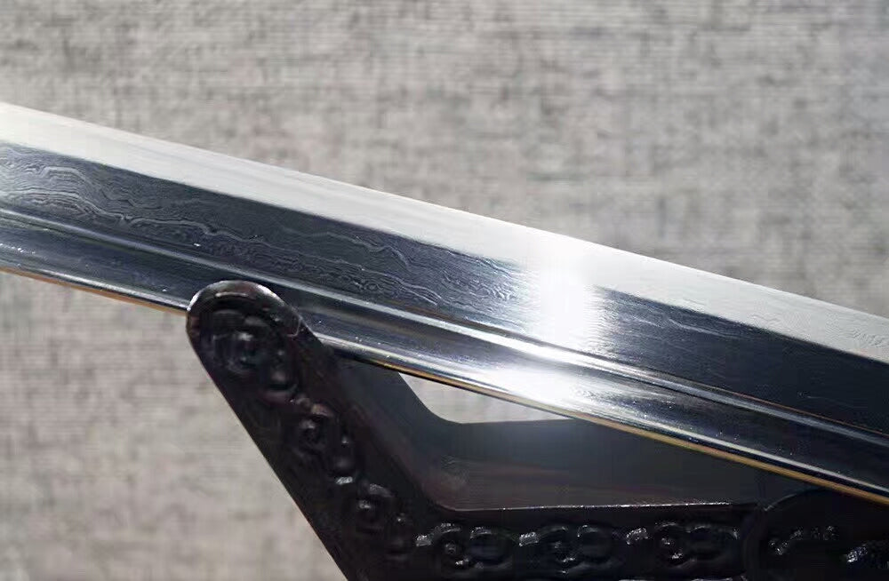 Cut horse broadsword(Folded steel blade,Ebony Scabbard,Brass fitting)Full tang - Chinese sword shop