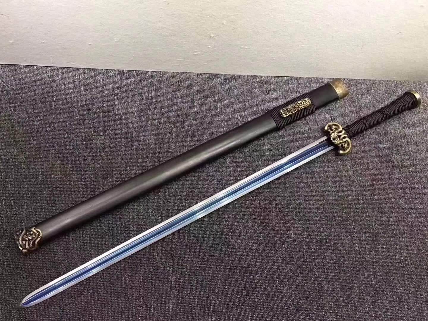Han jian sword,High carbon steel blue blade,Brass fittings - Chinese sword shop