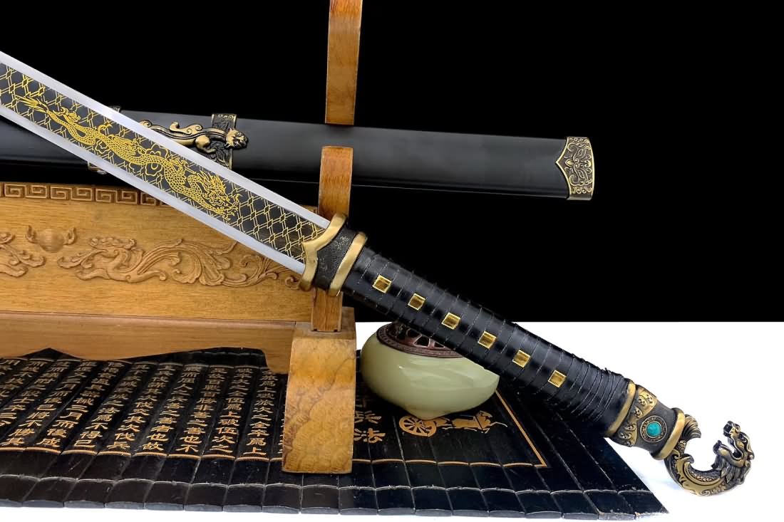 Dagger han jian,Handmade High Carbon Steel Blade,Alloy Scabbard ...