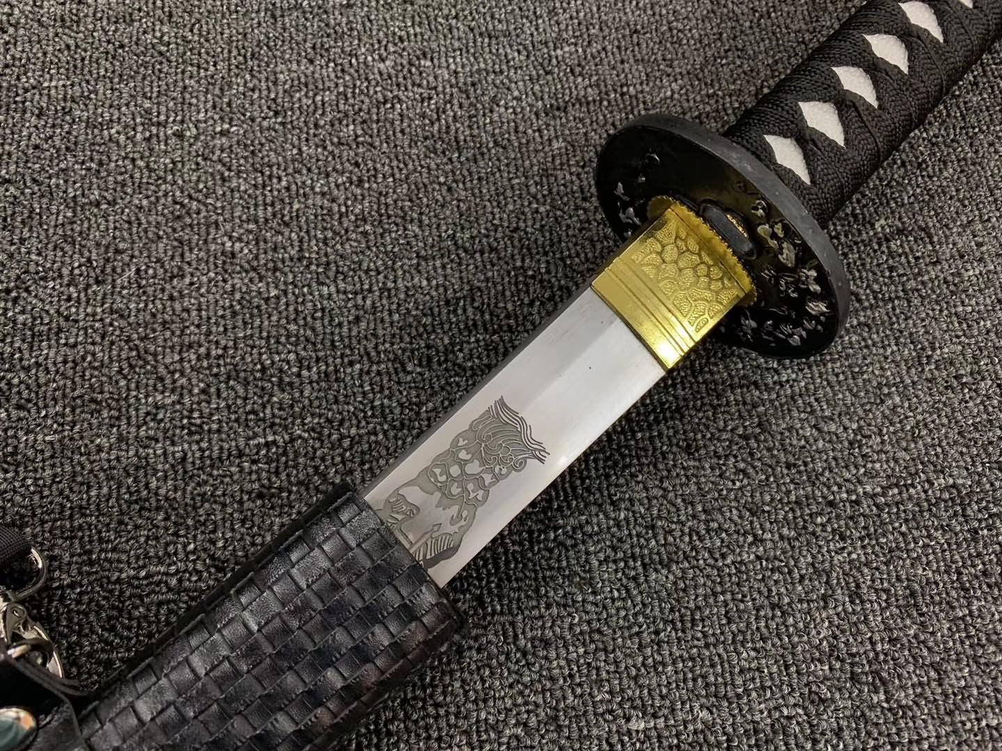 Samurai Sword KATANA-High Carbon Steel Full Tang Blade Leather scabbard - Chinese sword shop