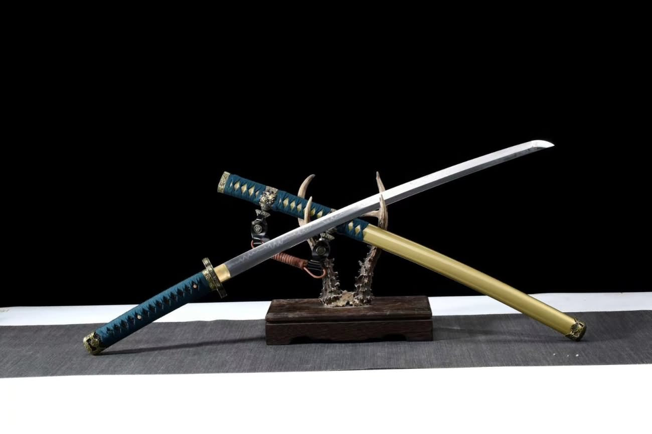 Samurai Tachi T10 Steel Clay Tempered Brass Fittings Full Tang Katana Custom