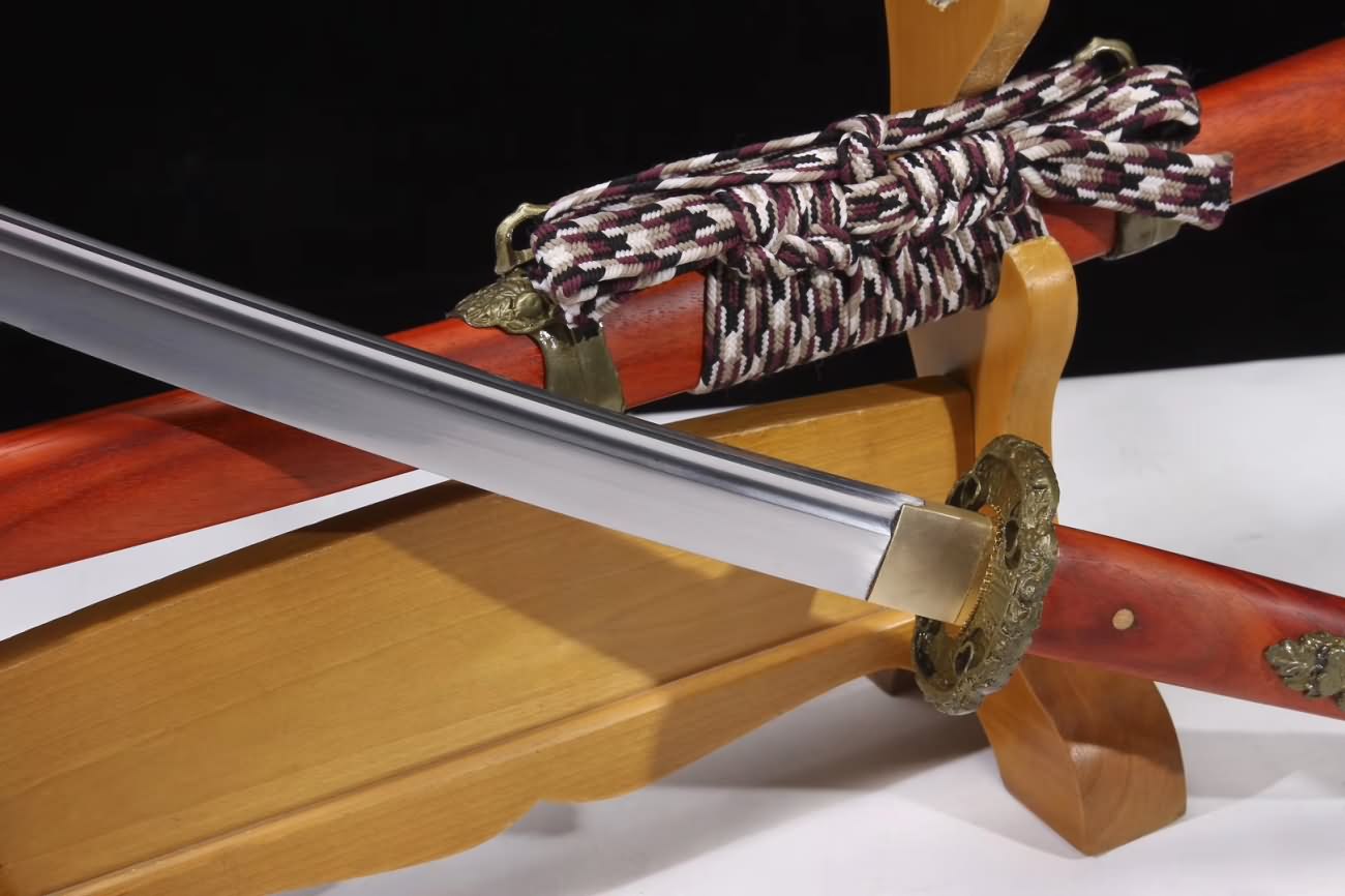 Samurai Sword Tachi Forged High Carbon Steel Blade Redwood Scabbard