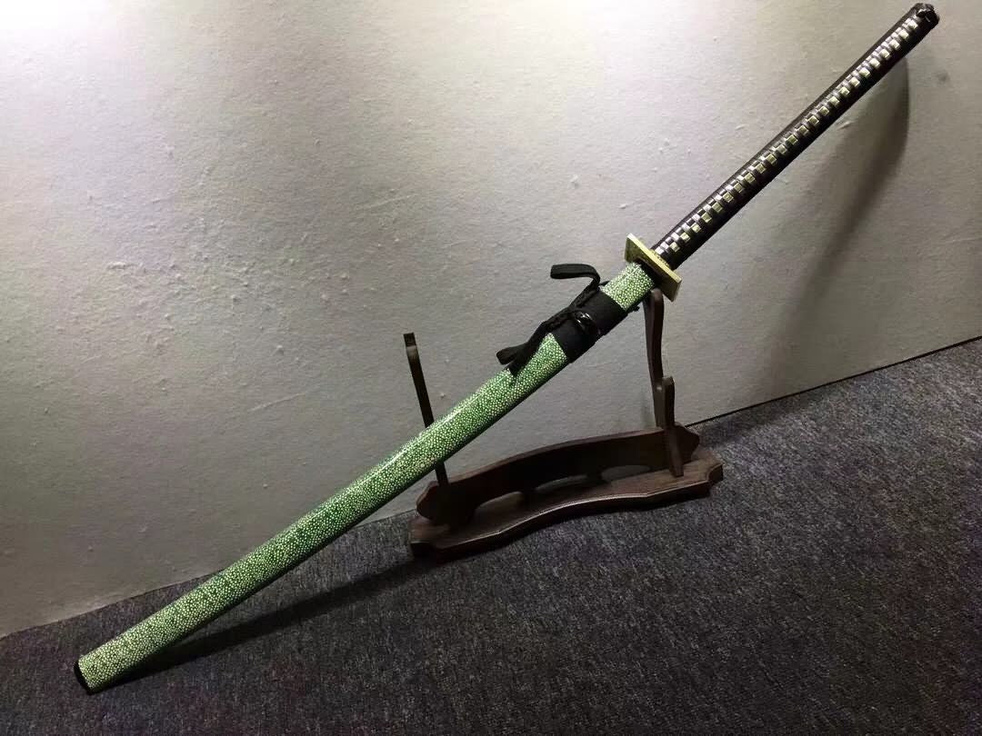 Japanese tachi,Hand forged(Hihg carbon steel blade,Green skin)Full tang - Chinese sword shop