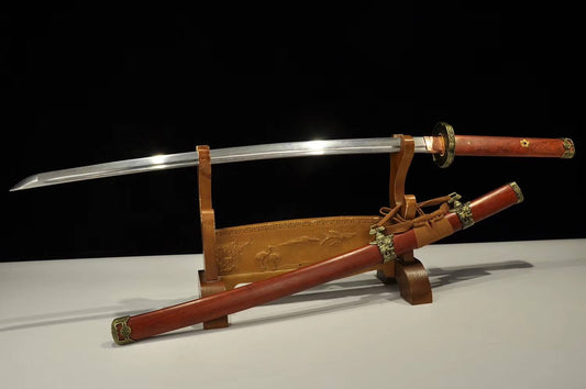 Tachi,Katana,Pattern steel blade,Redwood,Alloy - Chinese sword shop