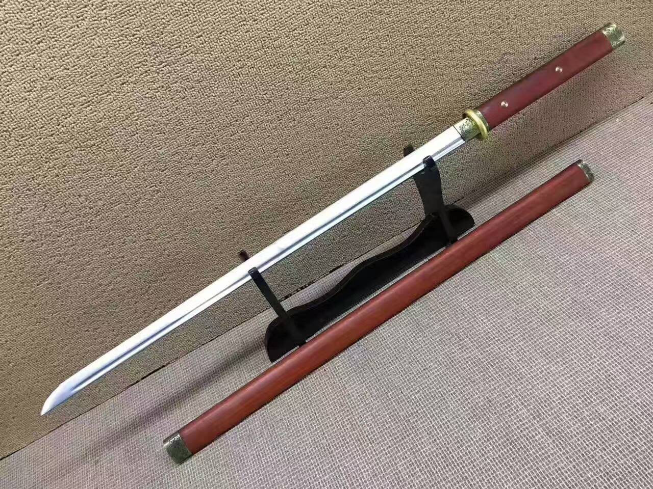 Simple straight sword,Handmade knife,High manganese steel,Redwood scabbard,Full tang,Length 40 inch - Chinese sword shop